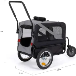 Remorque à vélo pour chien avec réflecteurs