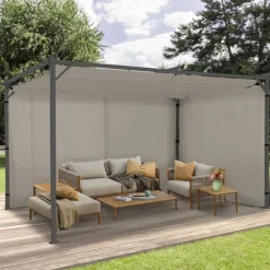 Rideaux de 3 et 4 M avec fermeture éclair pour pergola taupe : lot de 2