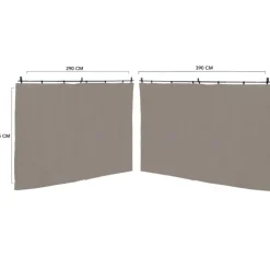 Rideaux de 3 et 4 M avec fermeture éclair pour pergola taupe : lot de 2