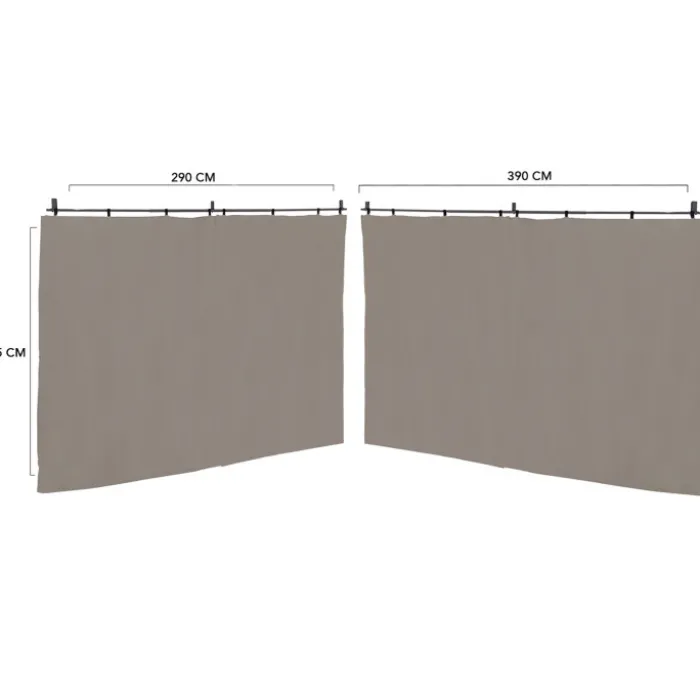 Rideaux de 3 et 4 M avec fermeture éclair pour pergola taupe : lot de 2