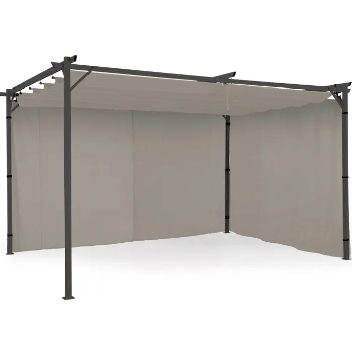 Rideaux de 3 et 4 M avec fermeture éclair pour pergola taupe : lot de 2