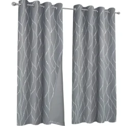 Rideaux occultants thermiques gris anthracite avec motifs