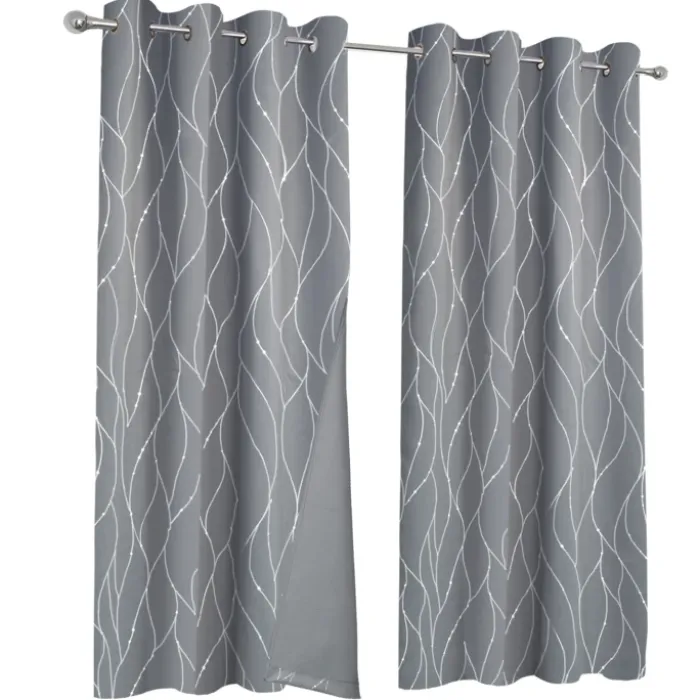 Rideaux occultants thermiques gris anthracite avec motifs
