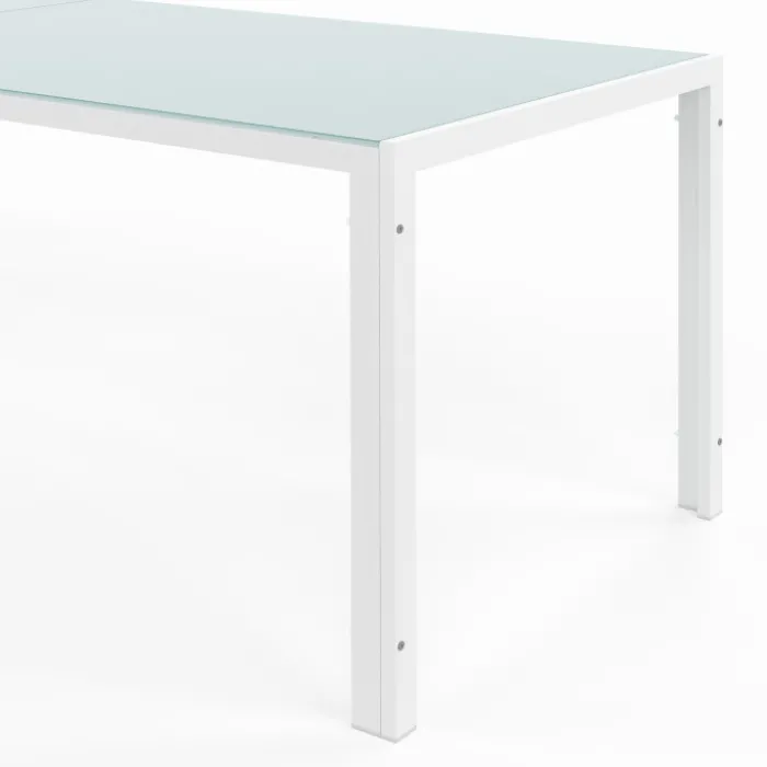 Salon de jardin 10 personnes blanc et beige 240 cm