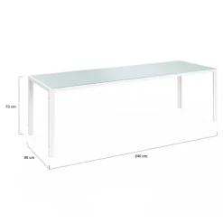 Salon de jardin 10 personnes blanc et beige 240 cm