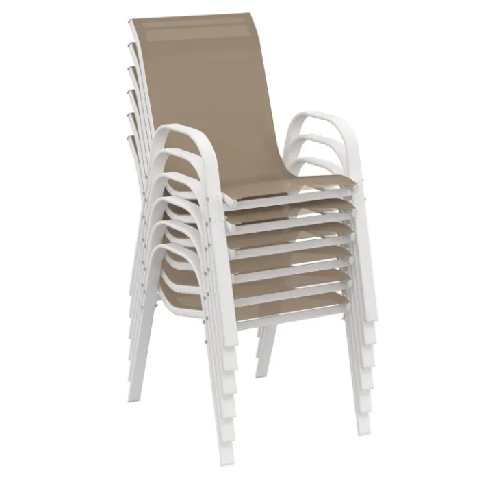 Salon de jardin 10 personnes blanc et beige 240 cm