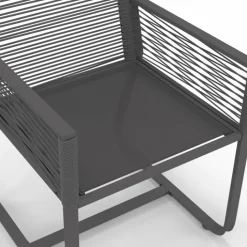 Salon de jardin 6 personnes table 150 cm fauteuils cordage gris anthracite