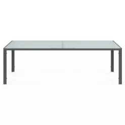 Salon de jardin 10 personnes table 240 cm plateau clair et chaises empilables gris anthracite