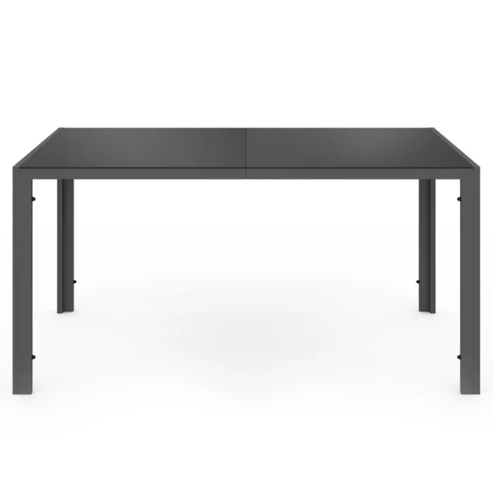 Salon de jardin 6 personnes chaises empilables bleu canard table 150 cm