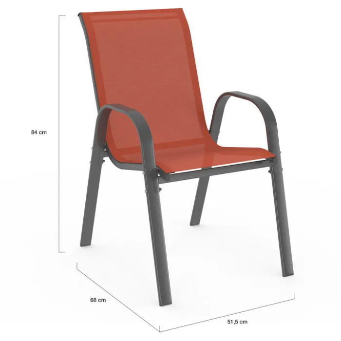 Salon de jardin 10 places chaises empilables terracotta table 240 cm