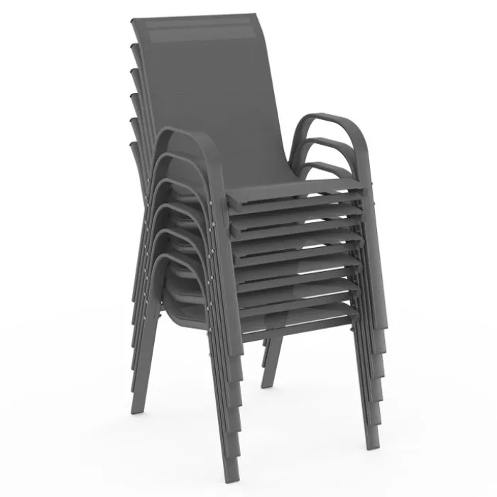 Salon de jardin avec 8 chaises empilables