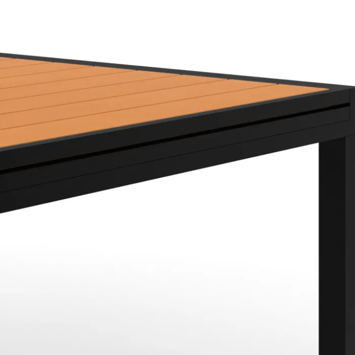 Salon de jardin avec table bois et noir + 8 chaises