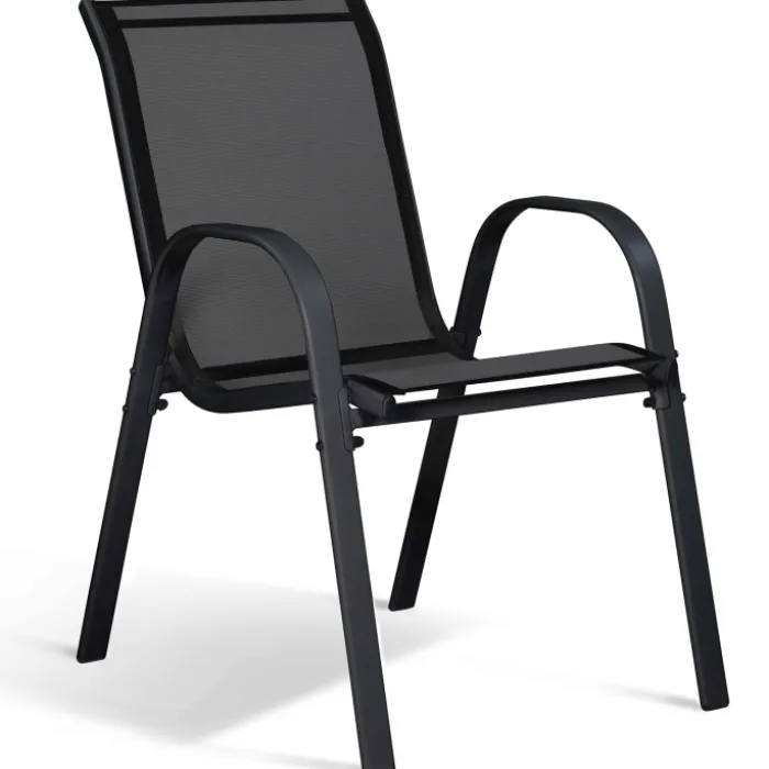 Salon de jardin avec table bois et noir + 8 chaises
