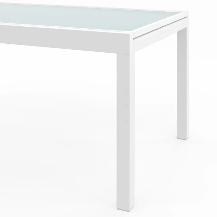 Salon de jardin avec table extensible 135-270 cm et 12 chaises empilables blanc et beige