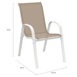 Salon de jardin avec table extensible 135-270 cm et 12 chaises empilables blanc et beige