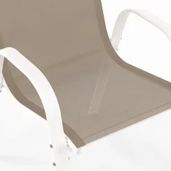 Salon de jardin avec table extensible 135-270 cm et 12 chaises empilables blanc et beige