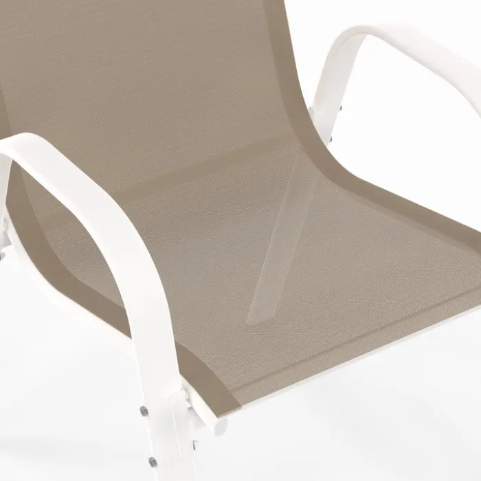 Salon de jardin avec table extensible 135-270 cm et 12 chaises empilables blanc et beige