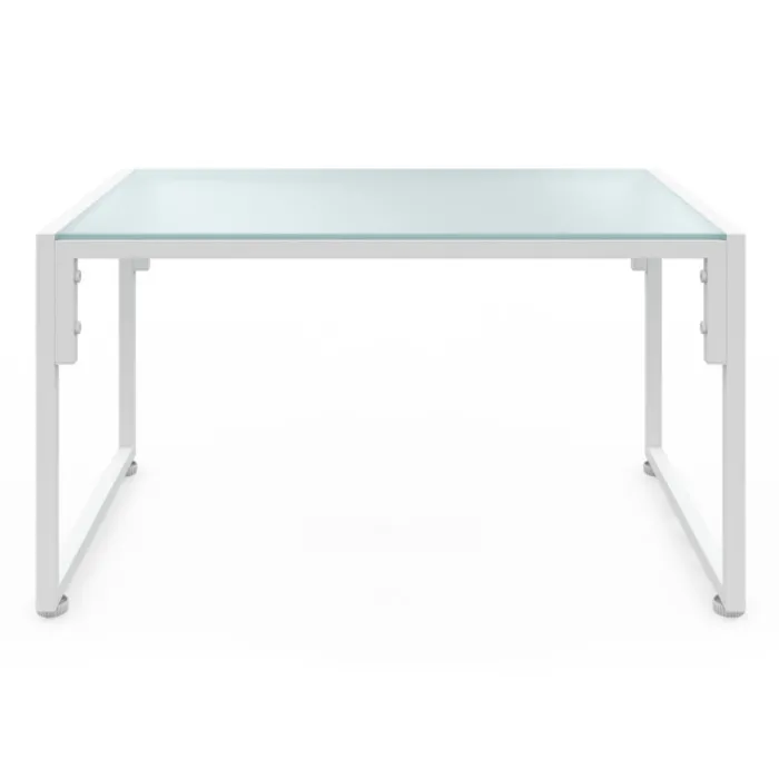 Salon de jardin bas 4 personnes en acier blanc