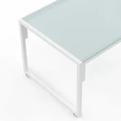 Salon de jardin bas 4 personnes en acier blanc