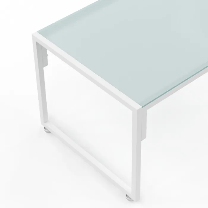 Salon de jardin bas 4 personnes en acier blanc
