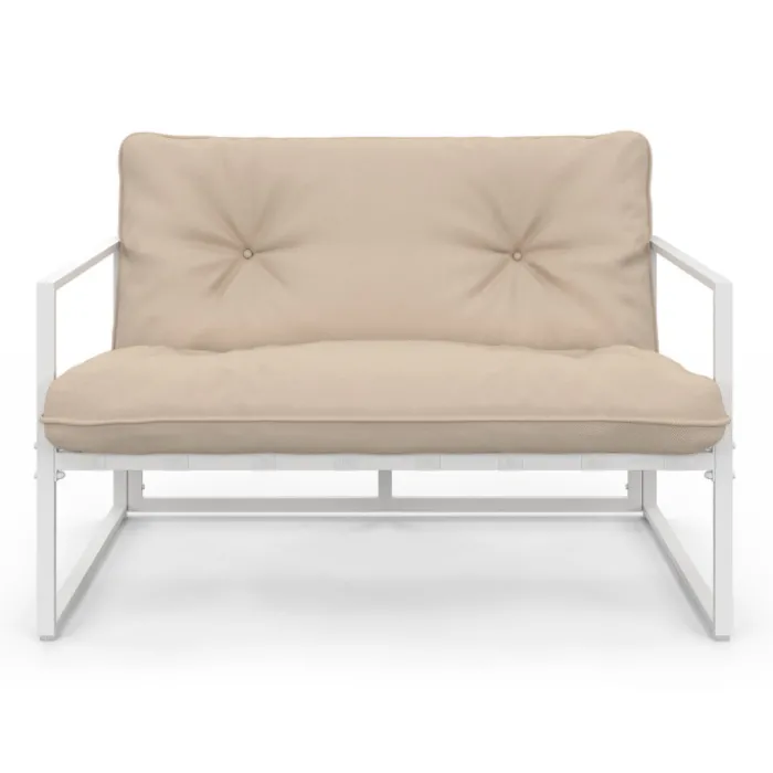 Salon de jardin bas 4 personnes en acier blanc