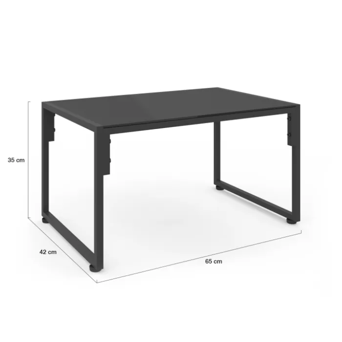 Salon de jardin bas 6 places en acier coloris gris anthracite