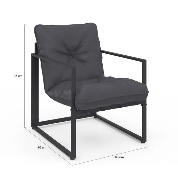 Salon de jardin bas 6 places en acier coloris gris anthracite