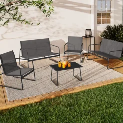 Salon de jardin bas 6 places gris anthracite