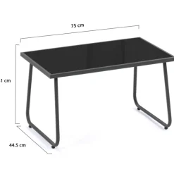 Salon de jardin bas 6 places gris anthracite