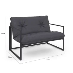 Salon de jardin bas 4 places en acier coloris gris anthracite