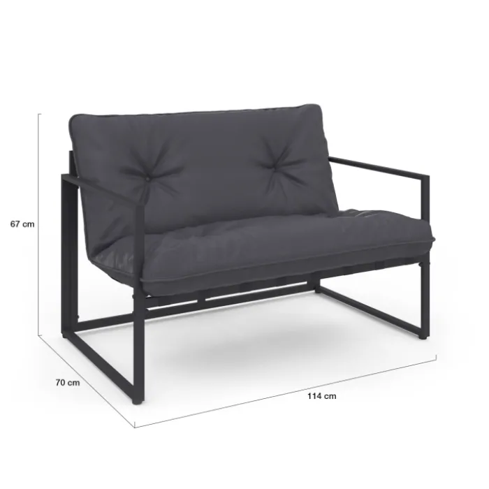 Salon de jardin bas 4 places en acier coloris gris anthracite