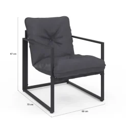 Salon de jardin bas 4 places en acier coloris gris anthracite
