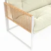 Salon de jardin bas 8 places salon d'angle structure métal blanc, cordage effet rotin avec coussins beige