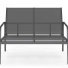 Salon de jardin bas 4 places avec canapé, fauteuils et table gris anthracite