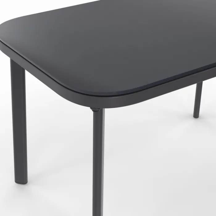 Salon de jardin bas 4 places avec canapé, fauteuils et table gris anthracite