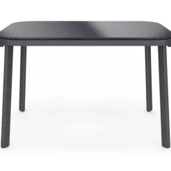 Salon de jardin bas 4 places avec canapé, fauteuils et table gris anthracite