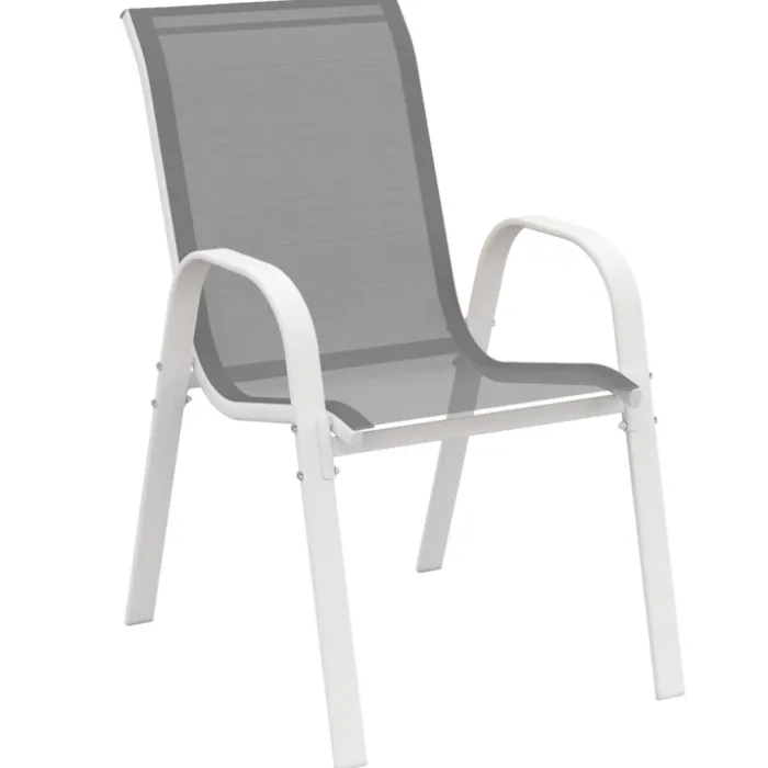 Salon de jardin blanc et gris avec table extensible + 8 chaises