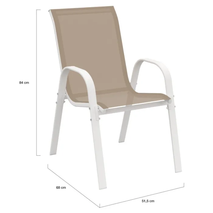 Salon de jardin blanc et beige table 190 cm et 8 chaises empilables