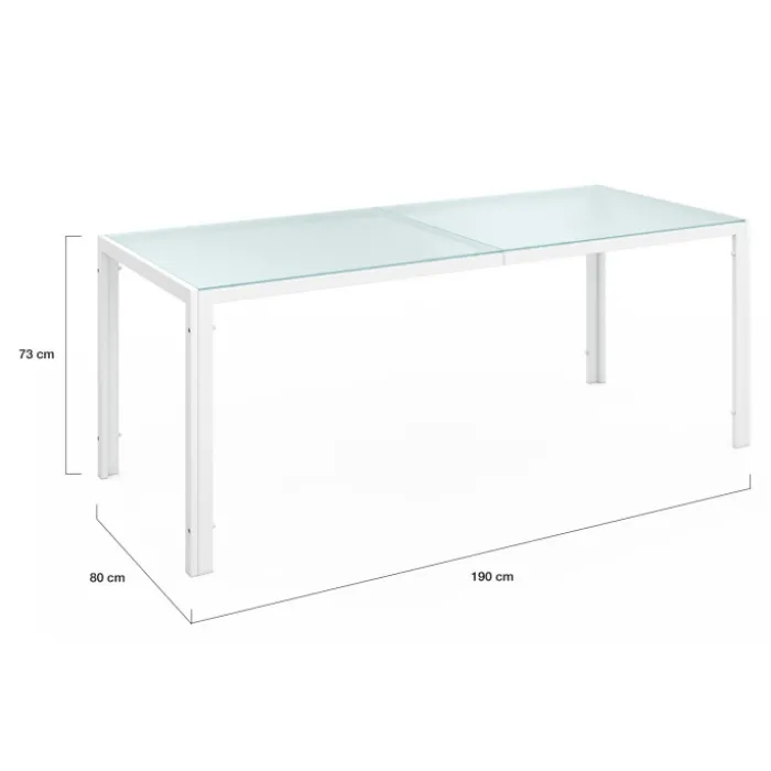 Salon de jardin blanc et beige table 190 cm et 8 chaises empilables