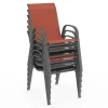 Salon de jardin 8 chaises empilables mix color gris, noir et terracotta et table 190 cm