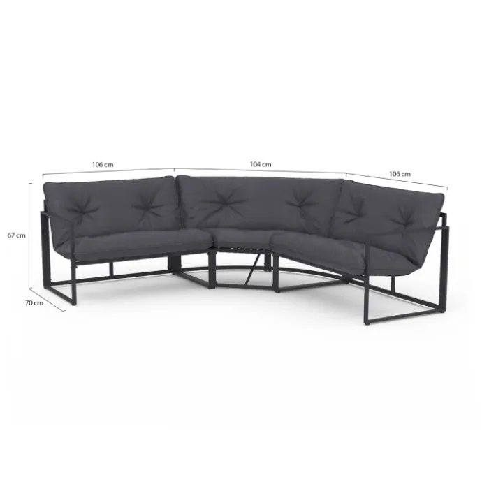 Salon de jardin d'angle bas 8 personnes gris