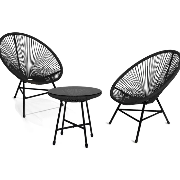 Salon de jardin fil plastique noir