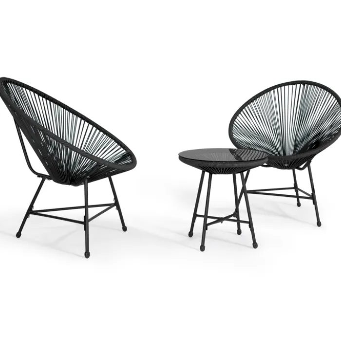 Salon de jardin fil plastique noir