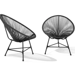 Salon de jardin fil plastique noir