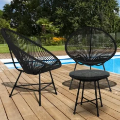 Salon de jardin fil plastique noir