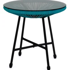 Salon de jardin fil plastique bleu