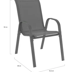 Salon de jardin gris anthracite table 190 cm et 8 chaises empilables