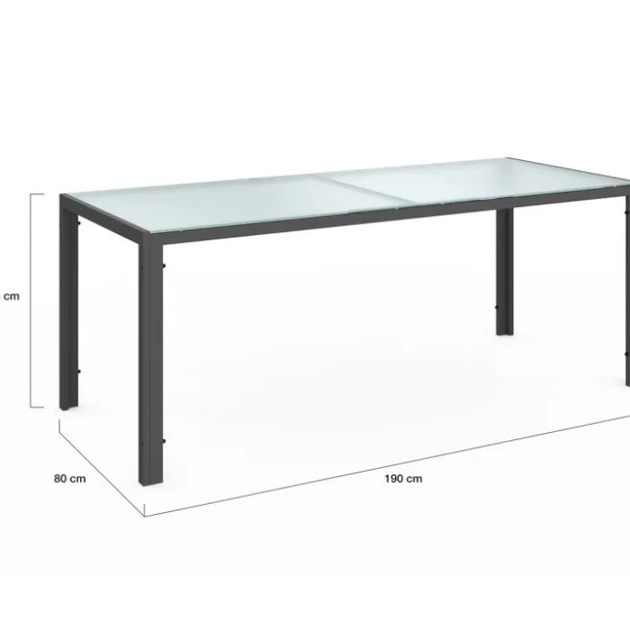 Salon de jardin gris anthracite table 190 cm et 8 chaises empilables