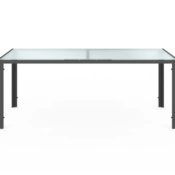 Salon de jardin gris anthracite table 190 cm et 8 chaises empilables