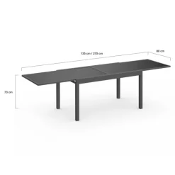Salon de jardin gris anthracite avec table extensible et 12 chaises